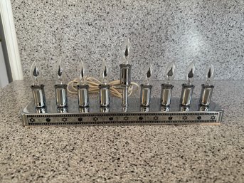Electric Menorah With Flame-shaped Bulbs And Decorative Band