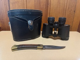 Bushnell Sportview 8x30 Binoculars And Engraved Buck Folding Hunter