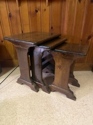 Set Of Three Dark Wood Nesting Tables.
