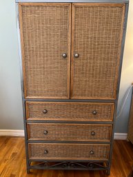 Pier 1 Imports Wicker And Steel Armoire With Three Drawers