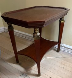 A Bombay Company Egyptian Revival Cherry And Brass Caryatid Side Table