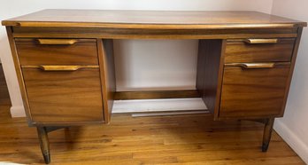 Mid-Century Modern Walnut Executive Desk With Tapered Legs