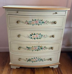 Vintage Hand-painted Four-drawer Chest With Floral Motifs