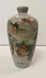 Ceramic Vase With A Hand-painted East Asian Landscape Scene