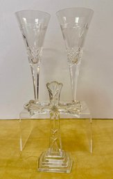 Waterford Cross And A Pair Of Waterford Crystal Millennium 'Peace' Toasting Flutes.