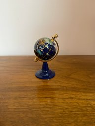 Decorative Lapis Lazuli And Gemstone Globe On A Blue Base