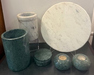 Marble Lot: Wine Holders, Trivet, Candle Holders And Coasters