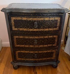 Vintage Three-drawer Nightstand With Crackled Finish And Gold Accents #2