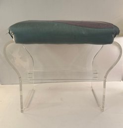 Vintage Mid Century Modern Acrylic Vanity Stool With Upholstered Seat