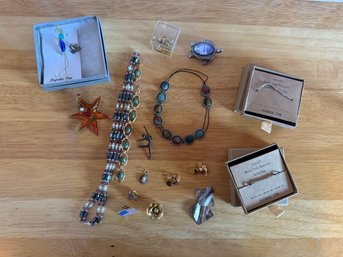 Costume Jewelry: Pins, Earrings, And Bracelets
