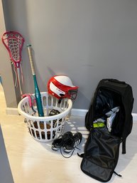 Lacrosse & Softball Equipment : Bat, Bag, Stick, Face Guard, Helmet, Face Shield, Protective Gear. Shoes 3.5