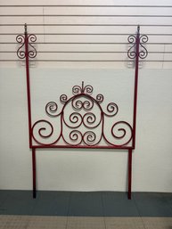Vintage Twin Red Wrought Iron Headboard With Scrollwork #1