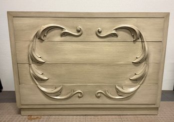 Distressed Wood Dresser With Ornate Carvings # 1