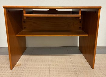 Mid Century Modern Teak Computer Desk With Keyboard Tray And Shelf