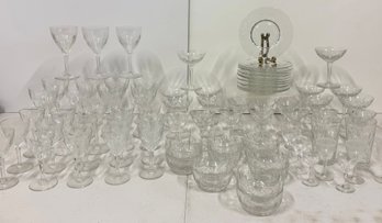 Huge Lot Of Thumbprint Variety Glassware, Dessert Plates And Finger Bowls