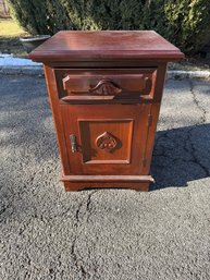 Antique Mahogany Victorian Renaissance Revival Nightstand With Carved Details