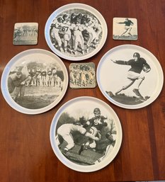 Pottery Barn Football Plates And Coasters