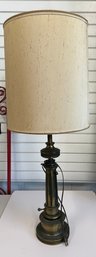 Vintage Stiffel Brass Urn-shaped Table Lamp With A Fabric Shade