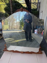Vintage Carved Wood Framed Vanity Mirror