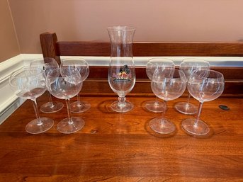 Hard Rock Hurricane Glass And 8 Wine Glasses
