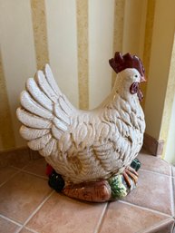 Vintage Ceramic Chicken Figurine With Crackled Glaze