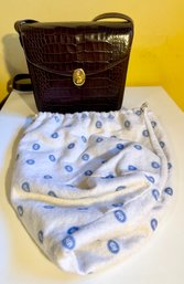 Lladro Embossed Crocodile-patterned Handbag With Gold-tone Clasp And Branded Dust Bag