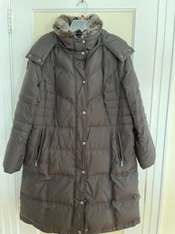 London Fog Long Puffer Coat With Hood, Size 1X
