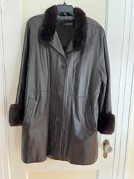 Soft Leather Black Coat, No Size But Estimate Size 14
