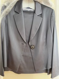 Tahari Iridescent Jacket And Skirt With Sequined Camisole Top, Size 16