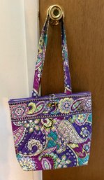 Vera Bradley Quilted Tote Bag With A Heather Paisley Pattern.