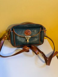 Vintage Dooney & Bourke 'All-Weather Leather' Crossbody Bag In Green And Tan