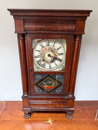 Pre-1865 Antique Seth Thomas Glass Door Column Clock Painted