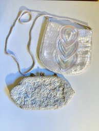 Vintage White Beaded And Sequined Handbags