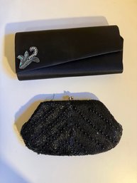 Private Collection Black Clutch And Beaded Black Evening Bag