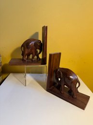 Wood Elephant Bookends