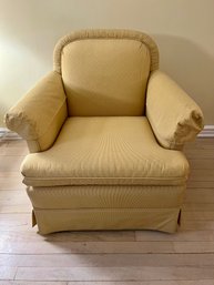 Mid-century Yellow Upholstered Club Armchair With A Skirted Base #1