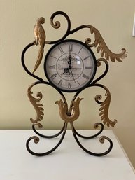 Decorative Wrought Iron Clock With Parrot And Wine Branding