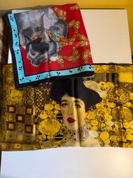 Vintage Silk Scarves Featuring A Cat And A Klimt-inspired Design From The MMOA