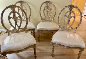 4 Distressed Cream Dining Chairs