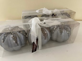 6 New Gardeners Eden Silver Decorated Pumpkins