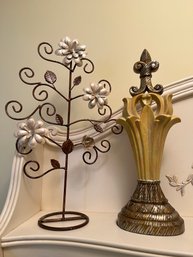 Metal Flower Sculpture And A French-style Napoleon Fleur Finial