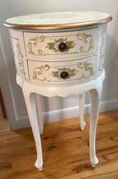 Vintage French Provincial Style Painted Nightstand With Floral Motifs