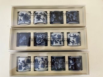 Pier 1 Blue And White Ceramic Napkin Rings (set Of 12)