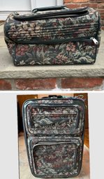 Vintage Atlantic Suitcase Tapestry Floral Fabric, Faux Leather Trim &  Floral Tapestry Travel Bag