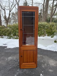 Arts And Crafts Cherry Wood Corner Cabinet With Leaded Glass Upper Doors (#1)