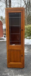 Arts And Crafts Cherry Wood Corner Cabinet With Leaded Glass Upper Doors # 2