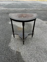Dark Stained Wood Half Moon Accent Table