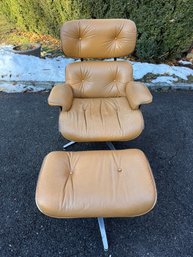 Vintage Plycraft Leather Chair And Ottoman