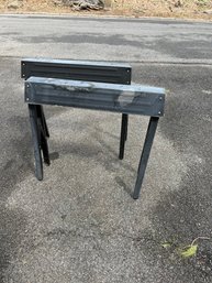 Set Of Metal Sawhorses (fold Up For Storage)