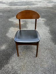 Mid-Century Modern Chair With Black Leather Seat